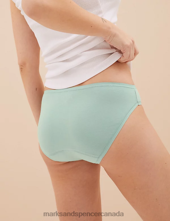 Unisex Sea Green Clothing Marks & Spencer 3pk Moderate Absorbency Period Bikini Knickers 20VTD4659 - Marks and Spencer Canada locations
