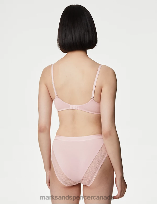 Unisex Soft Pink Clothing Marks & Spencer 3pk Cotton High Waisted High Leg Knickers 20VTD4420 - Marks and Spencer Canada locations