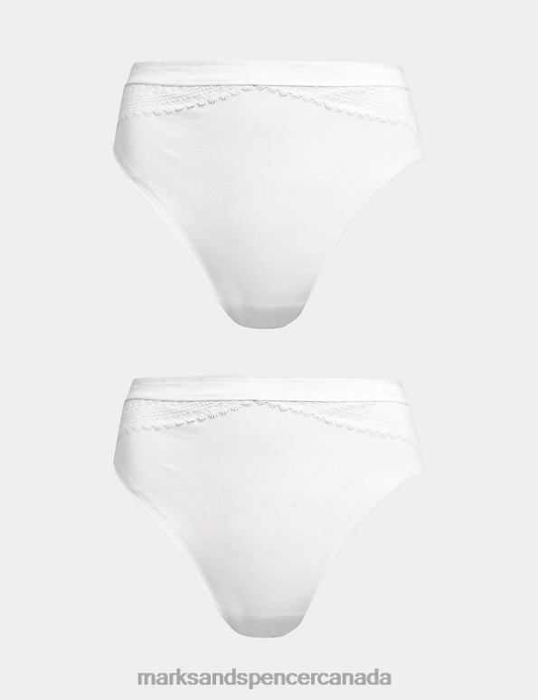 Unisex White Clothing Marks & Spencer 2pk Light Control Cotton Rich High Leg Knickers 20VTD4640 - Marks and Spencer Canada locations