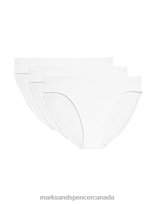 Marks and Spencer near me - Unisex White Clothing Marks & Spencer 3pk Body Soft High Leg Knickers 20VTD4371