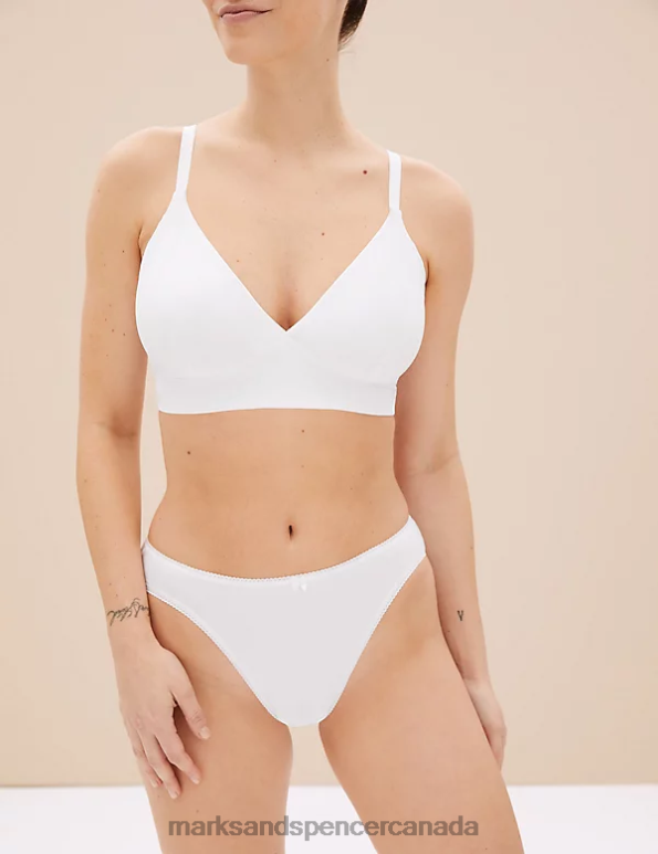 Unisex White Clothing Marks & Spencer 5pk Cotton Rich Lycra High Leg Knickers 20VTD3981 - Marks and Spencer online