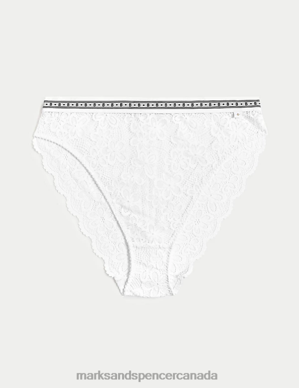 Unisex White Clothing Marks & Spencer Cleo Lace High Waisted High Leg Knickers 20VTD4364 - Marks and Spencer outlet