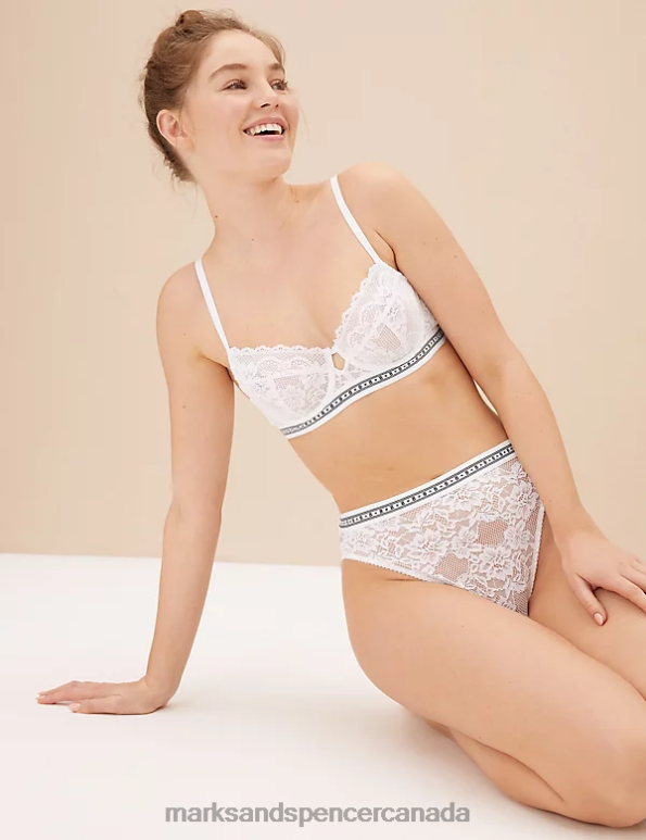 Unisex White Clothing Marks & Spencer Meia Lace High Leg Knickers 20VTD4551 - Marks and Spencer Canada locations