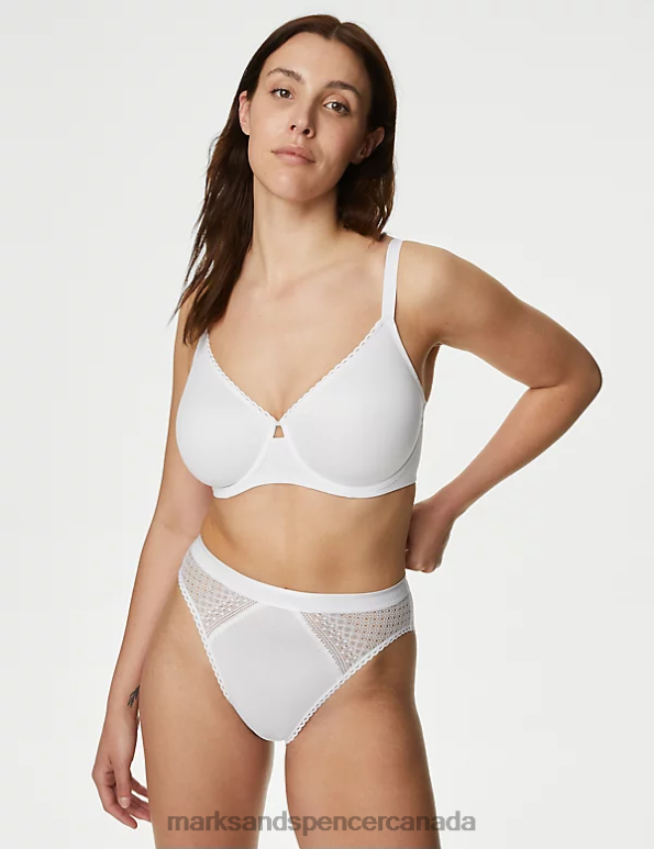 Unisex White Mix Clothing Marks & Spencer 3pk Cotton High Waisted High Leg Knickers 20VTD3982 - Marks and Spencer Canada locations