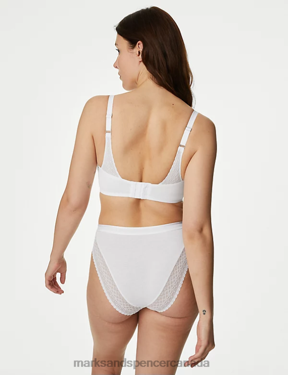Unisex White Mix Clothing Marks & Spencer 3pk Cotton High Waisted High Leg Knickers 20VTD3982 - Marks and Spencer Canada locations