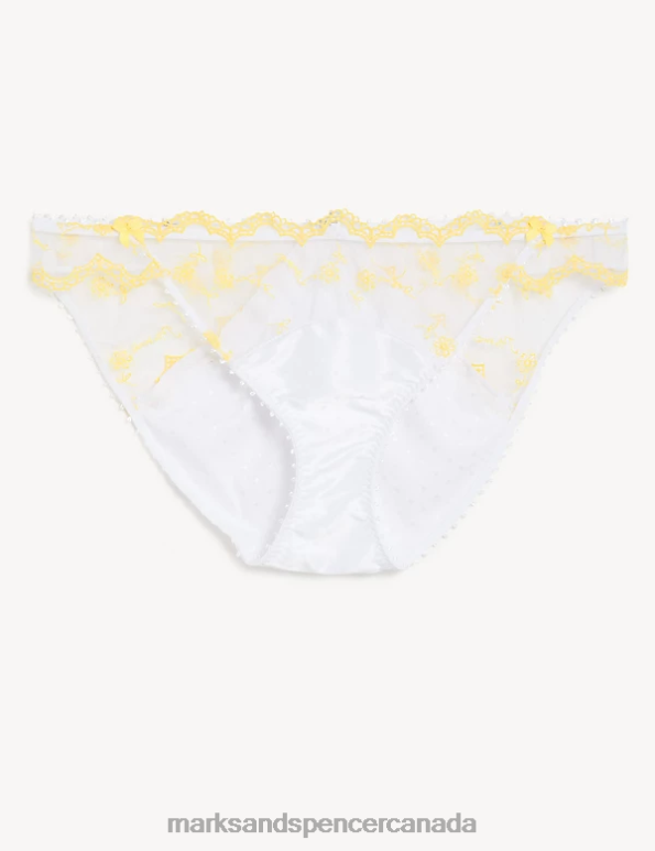 Marks and Spencer sale - Unisex White Mix Clothing Marks & Spencer Evaline Embroidered Bikini Knickers 20VTD4199