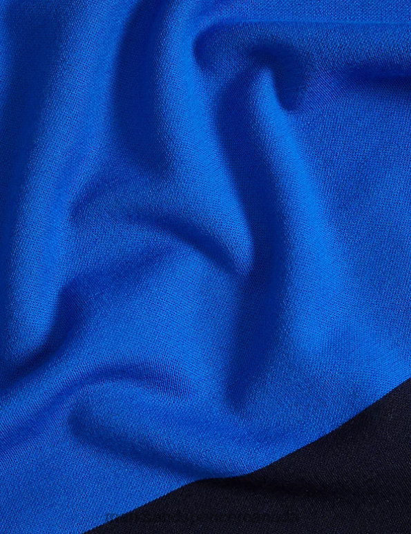 Marks and Spencer near me - Unisex Blue Mix Clothing Marks & Spencer Merino Wool Rich Colour Block Jumper 20VTD1121