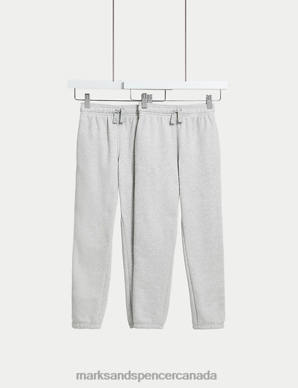 Unisex Mid Grey Clothing Marks & Spencer 2pk Regular Fit School Joggers 20VTD3591 - Marks and Spencer outlet