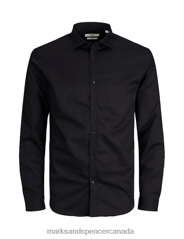 Unisex Black Clothing Marks & Spencer Slim Fit Pure Cotton Oxford Shirt 20VTD6084 - Marks and Spencer Canada locations
