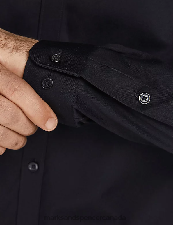 Unisex Black Clothing Marks & Spencer Slim Fit Pure Cotton Oxford Shirt 20VTD6084 - Marks and Spencer Canada locations