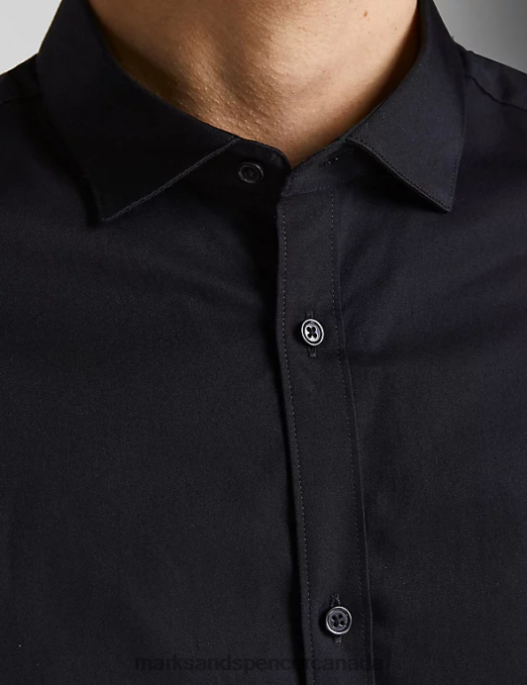 Unisex Black Clothing Marks & Spencer Slim Fit Pure Cotton Oxford Shirt 20VTD6084 - Marks and Spencer Canada locations