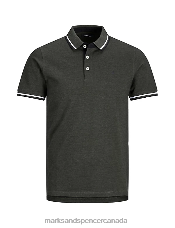 Unisex Dark Green Clothing Marks & Spencer Pure Cotton Polo Shirt 20VTD5662 - Marks and Spencer Canada locations