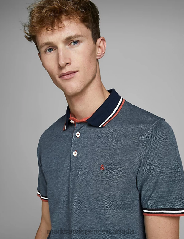Unisex Denim Clothing Marks & Spencer Slim Fit Pure Cotton Tipped Polo Shirt 20VTD4889 - Marks and Spencer Canada locations