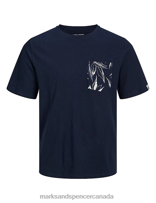 Marks and Spencer Canada - Unisex Navy Clothing Marks & Spencer Pure Cotton Crew Neck T-Shirt 20VTD5708