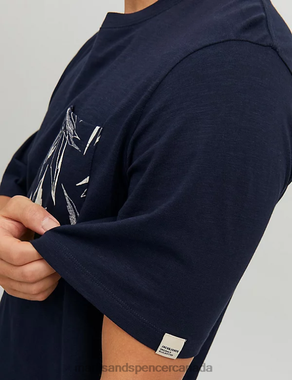 Marks and Spencer Canada - Unisex Navy Clothing Marks & Spencer Pure Cotton Crew Neck T-Shirt 20VTD5708