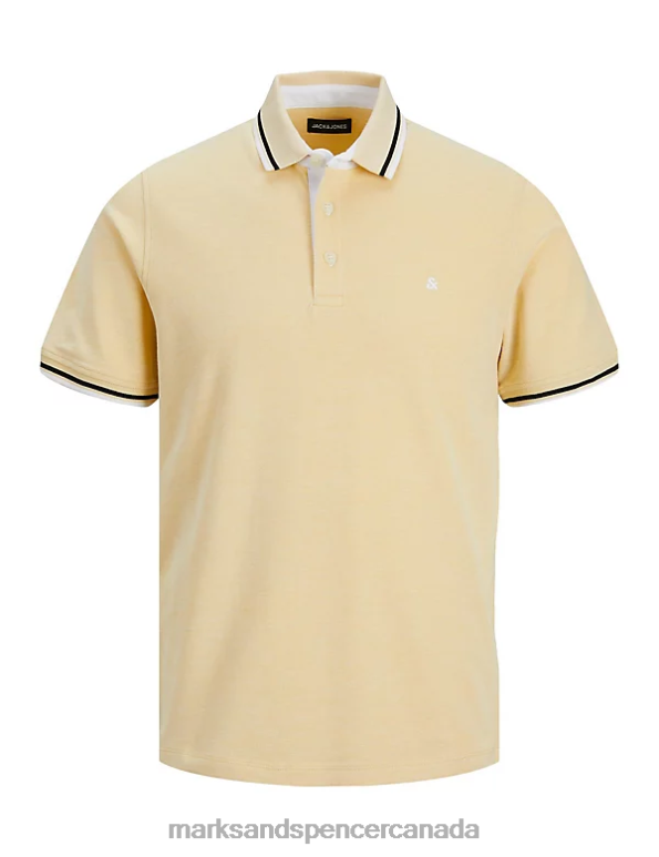 Marks and Spencer sale - Unisex Yellow Clothing Marks & Spencer Slim Fit Pure Cotton Tipped Polo Shirt 20VTD5233