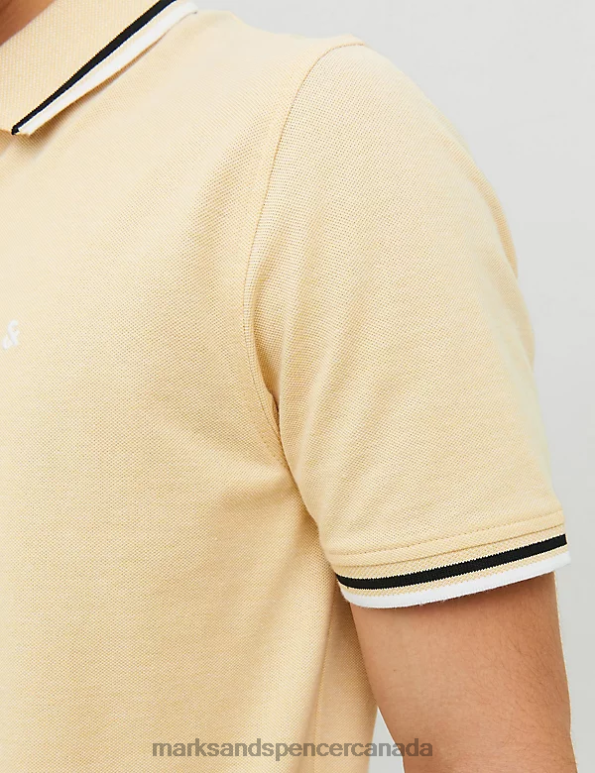 Marks and Spencer sale - Unisex Yellow Clothing Marks & Spencer Slim Fit Pure Cotton Tipped Polo Shirt 20VTD5233