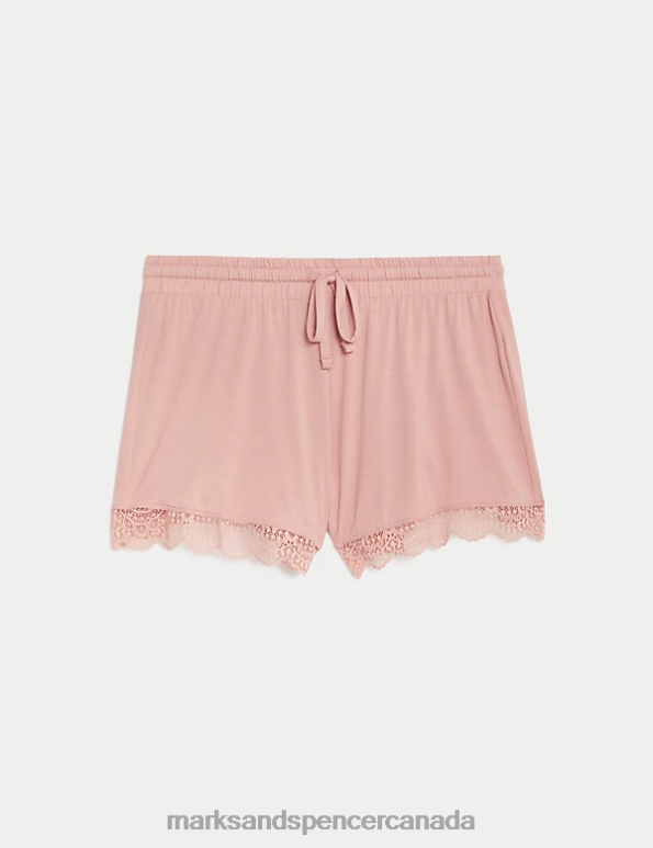 Marks and Spencer Canada - Unisex Antique Rose Clothing Marks & Spencer Body Soft Lace Trim Pyjama Shorts 20VTD3690