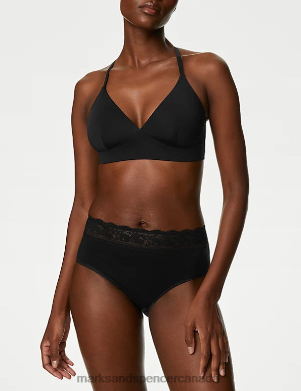 Unisex Black Clothing Marks & Spencer 5pk Cotton Lycra & Lace High Rise Shorts 20VTD3899 - Marks and Spencer Canada locations