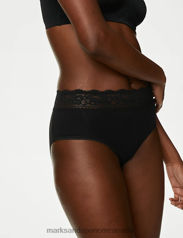 Unisex Black Clothing Marks & Spencer 5pk Cotton Lycra & Lace High Rise Shorts 20VTD3899 - Marks and Spencer Canada locations