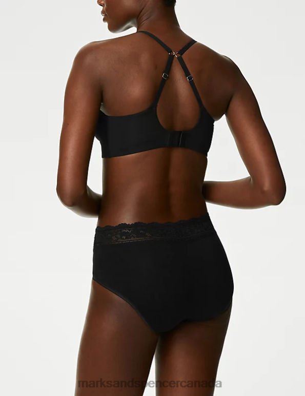 Unisex Black Clothing Marks & Spencer 5pk Cotton Lycra & Lace High Rise Shorts 20VTD3899 - Marks and Spencer Canada locations