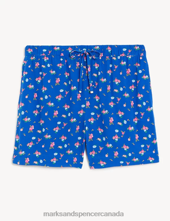 Unisex Blue Mix Clothing Marks & Spencer Floral Print Pyjama Shorts 20VTD3588 - Marks and Spencer Canada locations