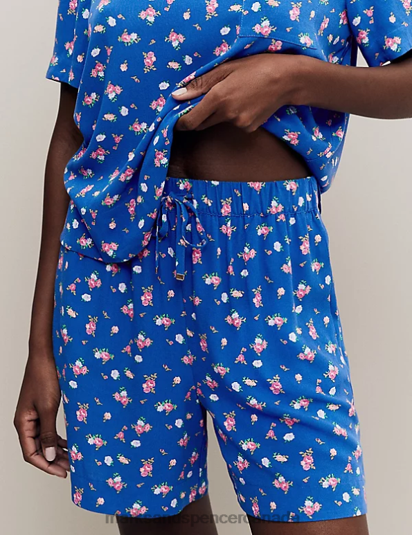 Unisex Blue Mix Clothing Marks & Spencer Floral Print Pyjama Shorts 20VTD3588 - Marks and Spencer Canada locations