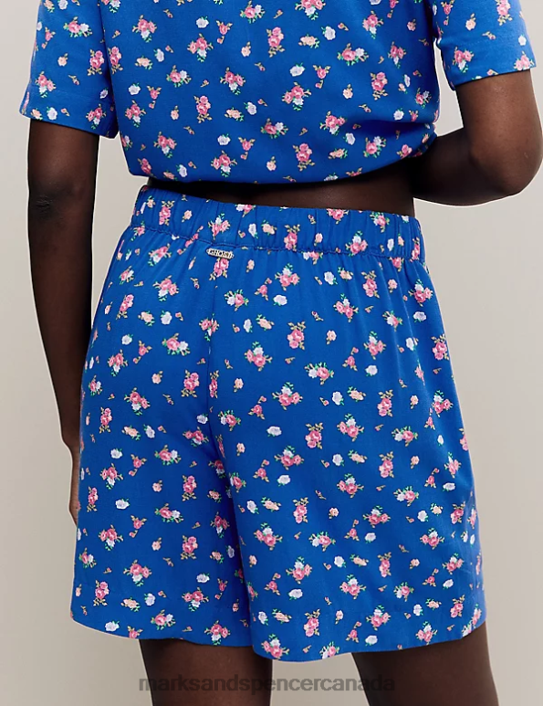 Unisex Blue Mix Clothing Marks & Spencer Floral Print Pyjama Shorts 20VTD3588 - Marks and Spencer Canada locations