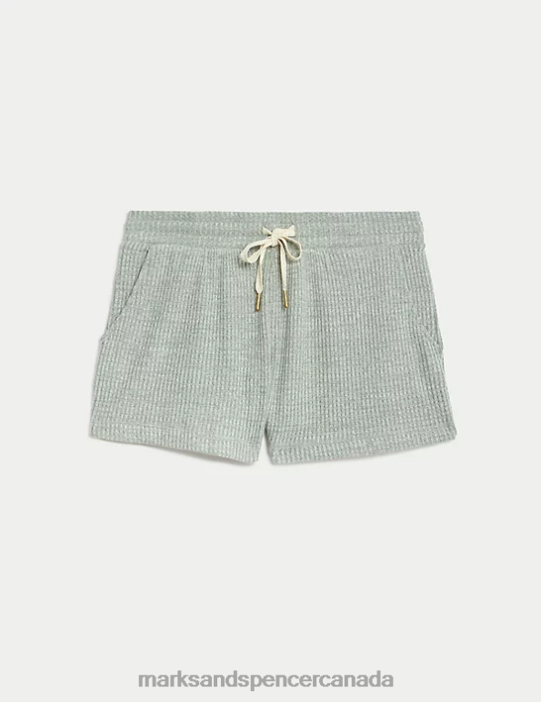 Marks and Spencer Canada - Unisex Dusty Green Clothing Marks & Spencer Waffle Pyjama Shorts 20VTD3483