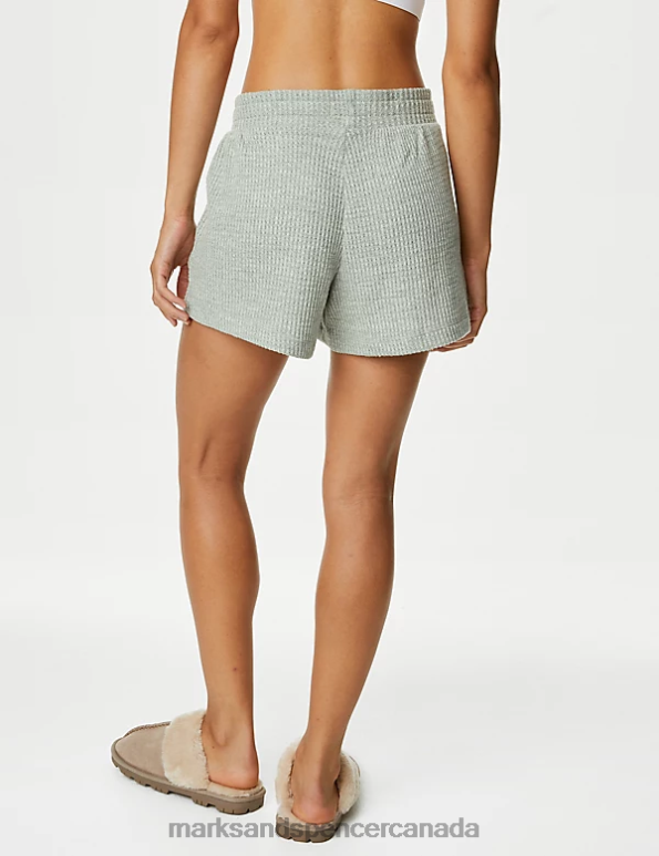 Marks and Spencer Canada - Unisex Dusty Green Clothing Marks & Spencer Waffle Pyjama Shorts 20VTD3483