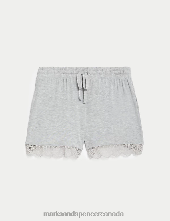 Unisex Grey Clothing Marks & Spencer Body Soft Lace Trim Pyjama Shorts 20VTD3345 - Marks and Spencer Canada locations