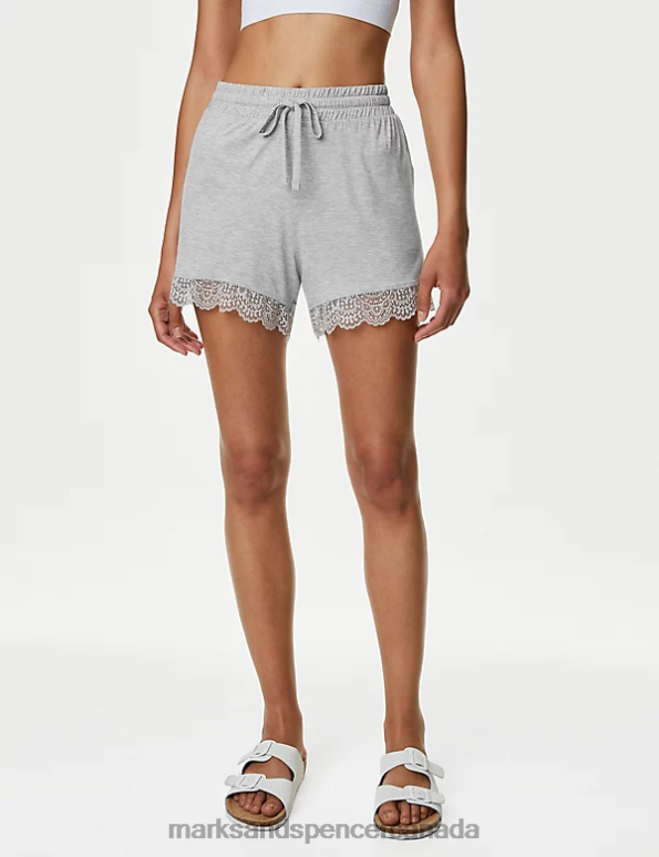 Unisex Grey Clothing Marks & Spencer Body Soft Lace Trim Pyjama Shorts 20VTD3345 - Marks and Spencer Canada locations