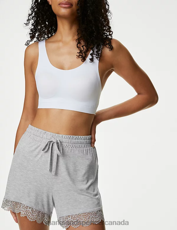 Unisex Grey Clothing Marks & Spencer Body Soft Lace Trim Pyjama Shorts 20VTD3345 - Marks and Spencer Canada locations