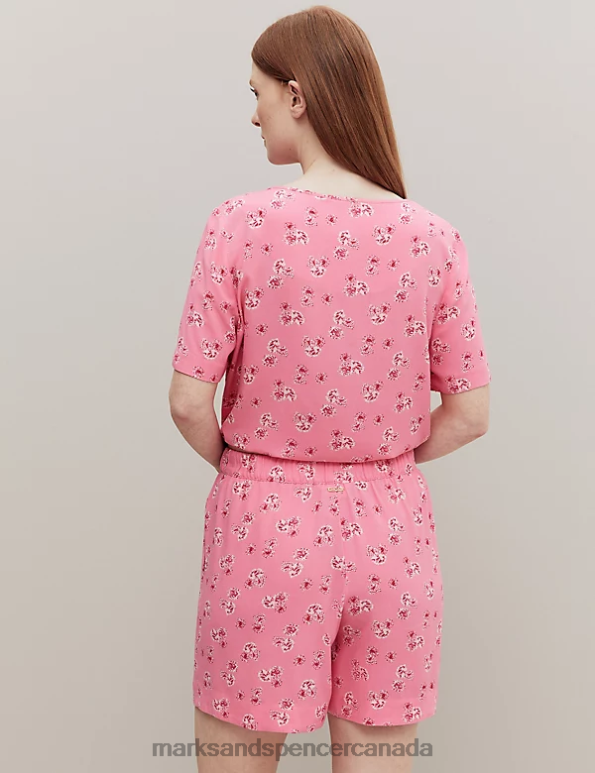 Unisex Pink Mix Clothing Marks & Spencer Floral Print Pyjama Shorts 20VTD3440 - Marks and Spencer outlet
