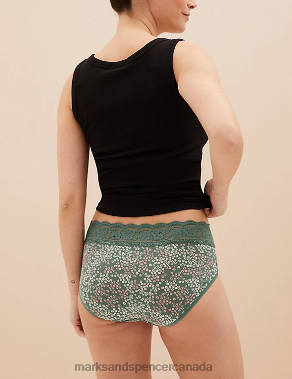 Marks and Spencer near me - Unisex Willow Green Clothing Marks & Spencer 5pk Cotton Rich Printed High Rise Shorts 20VTD3738