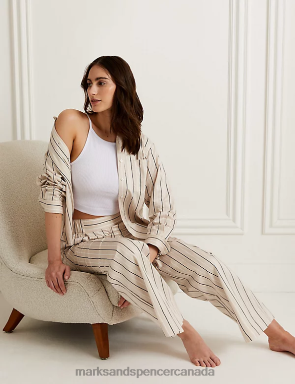 Marks and Spencer Canada - Unisex Opaline Clothing Marks & Spencer Pure Cotton Lounge Trousers 20VTD3583