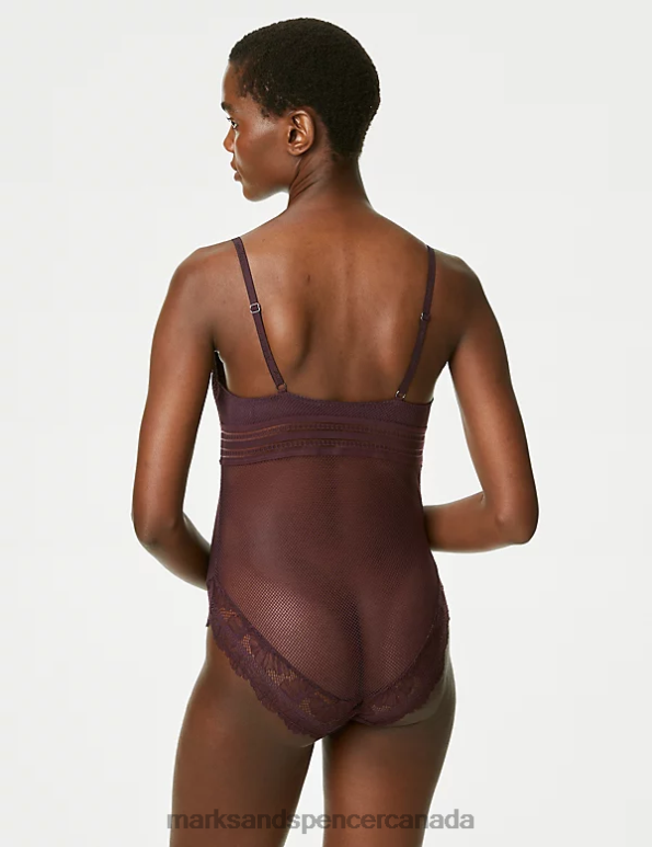 Unisex Dark Purple Lingerie Marks & Spencer Marseilles Lace Body 20VTD4485 - Marks and Spencer outlet