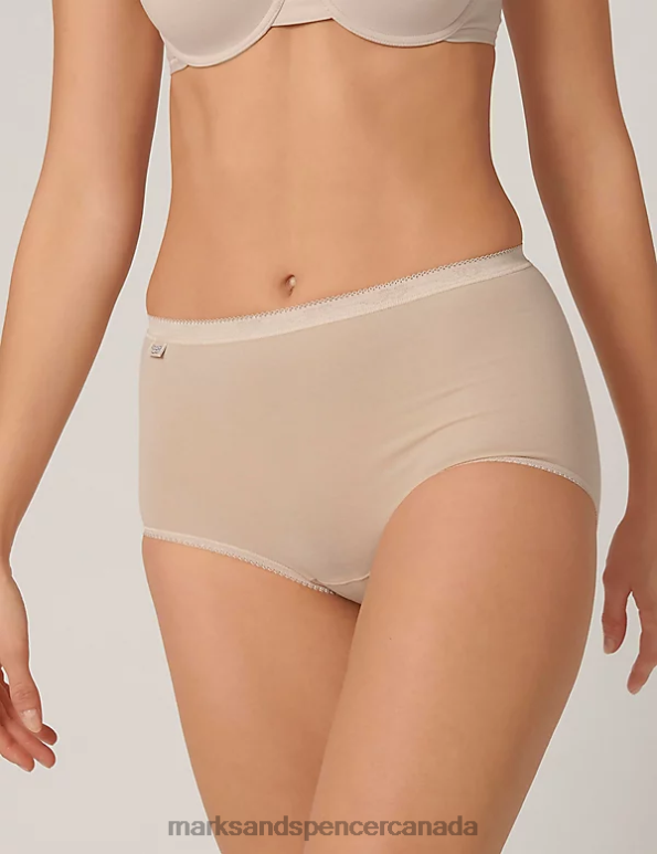 Marks and Spencer sale - Unisex Beige Lingerie Marks & Spencer 3pk High Waisted Full Briefs 20VTD4704