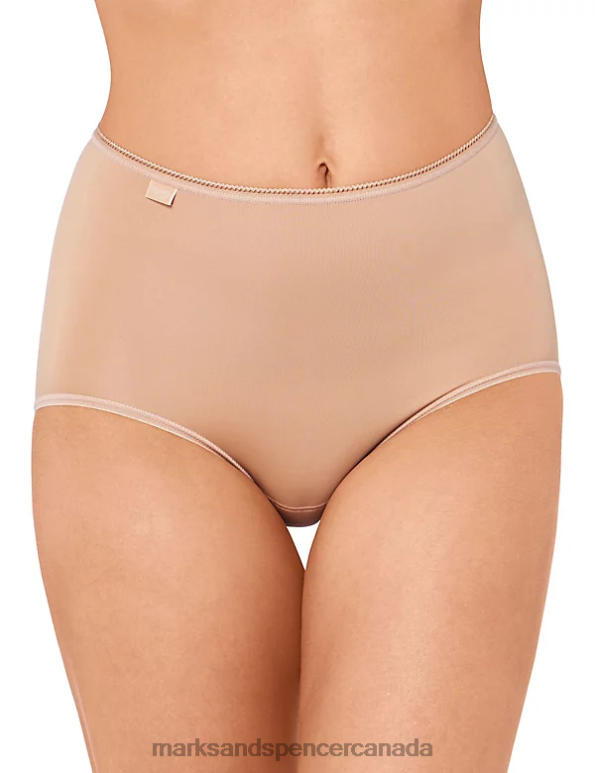 Unisex Beige Lingerie Marks & Spencer 3pk Microfibre High Waisted Full Briefs 20VTD4612 - Marks and Spencer outlet