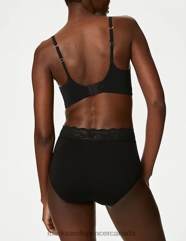 Unisex Black Lingerie Marks & Spencer 5pk Cotton Lycra & Lace Full Briefs 20VTD4129 - Marks and Spencer Canada locations