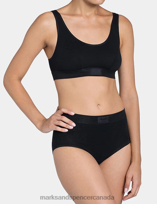 Unisex Black Lingerie Marks & Spencer Double Comfort Cotton Rich Maxi Briefs 20VTD4104 - Marks and Spencer outlet
