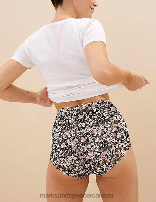 Marks and Spencer Canada - Unisex Black Mix Lingerie Marks & Spencer 3pk Freecut Lace Full Briefs 20VTD4108