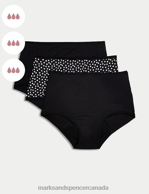 Unisex Black Mix Lingerie Marks & Spencer 3pk Heavy Absorbency Period Full Briefs 20VTD3767 - Marks and Spencer Canada locations