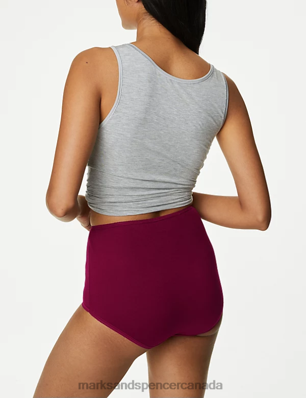 Unisex Dark Red Mix Lingerie Marks & Spencer 5pk Cotton Rich Lycra Full Briefs 20VTD3751 - Marks and Spencer online
