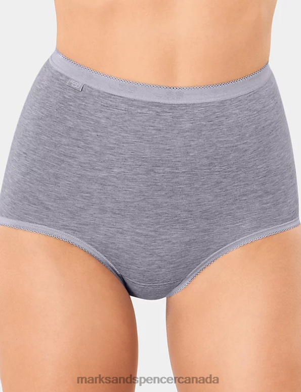 Unisex Grey Mix Lingerie Marks & Spencer 3pk High Waisted Full Briefs 20VTD4705 - Marks and Spencer online