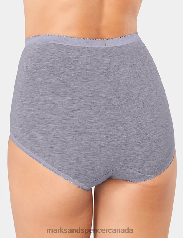 Unisex Grey Mix Lingerie Marks & Spencer 3pk High Waisted Full Briefs 20VTD4705 - Marks and Spencer online