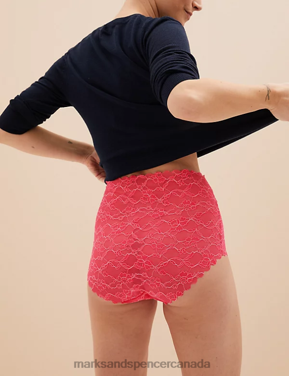 Marks and Spencer near me - Unisex Hot Pink Lingerie Marks & Spencer 3pk Freecut Lace Full Briefs 20VTD4109