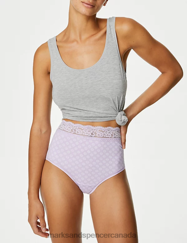 Unisex Lilac Mix Lingerie Marks & Spencer 5pk Cotton Rich Printed Full Briefs 20VTD4040 - Marks and Spencer online