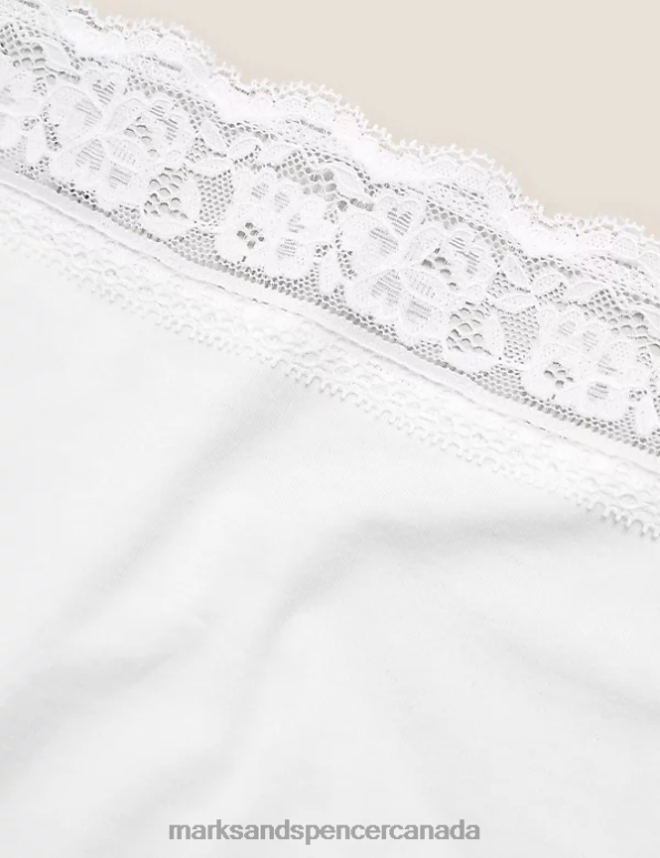 Marks and Spencer sale - Unisex White Lingerie Marks & Spencer 5pk Cotton Lycra & Lace Full Briefs 20VTD4553