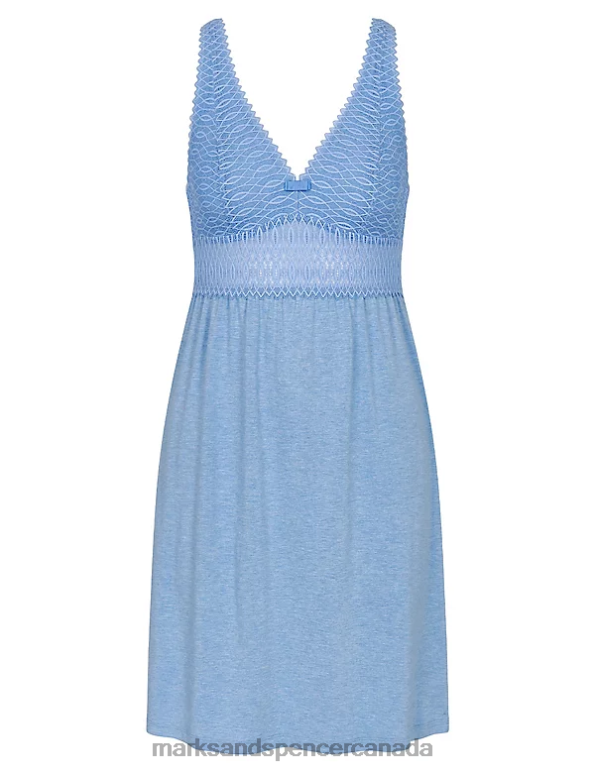 Marks and Spencer sale - Unisex Blue Lingerie Marks & Spencer Aura Spotlight Lace Short Nightdress 20VTD3514